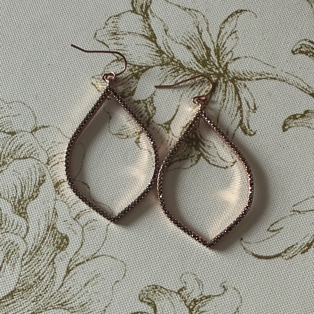 Rose Gold Teardrop Dangle Earrings - Women Jewelry